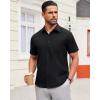 Alimens & Gentle Mens Short Sleeve Dress Shirt Wrinkle Free Solid Casual Button Down Shirts for Summer Business Wedding(Black)