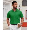 Alimens & Gentle Mens Short Sleeve Dress Shirt Wrinkle Free Solid Casual Button Down Shirts for Summer Business Wedding(Bright Green)