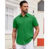 Alimens & Gentle Mens Short Sleeve Dress Shirt Wrinkle Free Solid Casual Button Down Shirts for Summer Business Wedding(Bright Green)