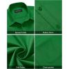 Alimens & Gentle Mens Short Sleeve Dress Shirt Wrinkle Free Solid Casual Button Down Shirts for Summer Business Wedding(Bright Green)