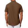 Alimens & Gentle Mens Short Sleeve Dress Shirt Wrinkle Free Solid Casual Button Down Shirts for Summer Business Wedding(Brown)