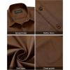 Alimens & Gentle Mens Short Sleeve Dress Shirt Wrinkle Free Solid Casual Button Down Shirts for Summer Business Wedding(Brown)