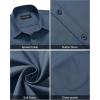 Alimens & Gentle Mens Short Sleeve Dress Shirt Wrinkle Free Solid Casual Button Down Shirts for Summer Business Wedding(Captain Blue)