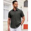 Alimens & Gentle Mens Short Sleeve Dress Shirt Wrinkle Free Solid Casual Button Down Shirts for Summer Business Wedding(Dark Grey)
