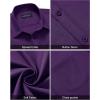 Alimens & Gentle Mens Short Sleeve Dress Shirt Wrinkle Free Solid Casual Button Down Shirts for Summer Business Wedding(Dark Purple)