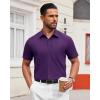 Alimens & Gentle Mens Short Sleeve Dress Shirt Wrinkle Free Solid Casual Button Down Shirts for Summer Business Wedding(Dark Purple)