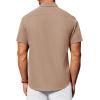 Alimens & Gentle Mens Short Sleeve Dress Shirt Wrinkle Free Solid Casual Button Down Shirts for Summer Business Wedding(Khaki)