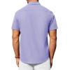 Alimens & Gentle Mens Short Sleeve Dress Shirt Wrinkle Free Solid Casual Button Down Shirts for Summer Business Wedding(Light Purple)