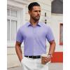 Alimens & Gentle Mens Short Sleeve Dress Shirt Wrinkle Free Solid Casual Button Down Shirts for Summer Business Wedding(Light Purple)