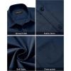Alimens & Gentle Mens Short Sleeve Dress Shirt Wrinkle Free Solid Casual Button Down Shirts for Summer Business Wedding(Navy Blue)