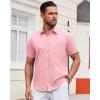 Alimens & Gentle Mens Short Sleeve Dress Shirt Wrinkle Free Solid Casual Button Down Shirts for Summer Business Wedding(Pink)