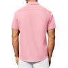 Alimens & Gentle Mens Short Sleeve Dress Shirt Wrinkle Free Solid Casual Button Down Shirts for Summer Business Wedding(Pink)