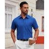 Alimens & Gentle Mens Short Sleeve Dress Shirt Wrinkle Free Solid Casual Button Down Shirts for Summer Business Wedding(Royal Blue)