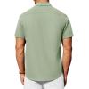 Alimens & Gentle Mens Short Sleeve Dress Shirt Wrinkle Free Solid Casual Button Down Shirts for Summer Business Wedding(Sage Green)