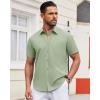 Alimens & Gentle Mens Short Sleeve Dress Shirt Wrinkle Free Solid Casual Button Down Shirts for Summer Business Wedding(Sage Green)