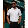 Alimens & Gentle Mens Short Sleeve Dress Shirt Wrinkle Free Solid Casual Button Down Shirts for Summer Business Wedding(White)