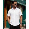 Alimens & Gentle Mens Short Sleeve Dress Shirt Wrinkle Free Solid Casual Button Down Shirts for Summer Business Wedding(White)