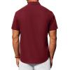 Alimens & Gentle Mens Short Sleeve Dress Shirt Wrinkle Free Solid Casual Button Down Shirts for Summer Business Wedding(Wine Red)