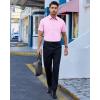 Alimens & Gentle Mens Short Sleeve Dress Shirts Regular Fit Stretch Wrinkle-Resistant Button Down Shirts(Pink)
