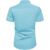 Alimens & Gentle Mens Short Sleeve Dress Shirts Wrinkle Free Solid Casual Button Down Shirts with Pocket(Aquamarine Blue)