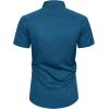 Alimens & Gentle Mens Short Sleeve Dress Shirts Wrinkle Free Solid Casual Button Down Shirts with Pocket(Azure Blue)