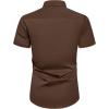 Alimens & Gentle Mens Short Sleeve Dress Shirts Wrinkle Free Solid Casual Button Down Shirts with Pocket(Brown)