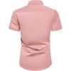 Alimens & Gentle Mens Short Sleeve Dress Shirts Wrinkle Free Solid Casual Button Down Shirts with Pocket(Coral)