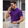 Alimens & Gentle Mens Short Sleeve Dress Shirts Wrinkle Free Solid Casual Button Down Shirts with Pocket(Dark Purple)