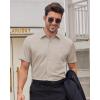 Alimens & Gentle Mens Short Sleeve Dress Shirts Wrinkle Free Solid Casual Button Down Shirts with Pocket(Khaki)