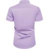 Alimens & Gentle Mens Short Sleeve Dress Shirts Wrinkle Free Solid Casual Button Down Shirts with Pocket(Lavender)