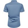 Alimens & Gentle Mens Short Sleeve Dress Shirts Wrinkle Free Solid Casual Button Down Shirts with Pocket(Misty Blue)