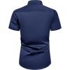 Alimens & Gentle Mens Short Sleeve Dress Shirts Wrinkle Free Solid Casual Button Down Shirts with Pocket(Navy)