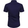 Alimens & Gentle Mens Short Sleeve Dress Shirts Wrinkle Free Solid Casual Button Down Shirts with Pocket(Navy Blue)