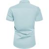 Alimens & Gentle Mens Short Sleeve Dress Shirts Wrinkle Free Solid Casual Button Down Shirts with Pocket(Sky Blue)