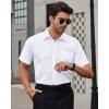 Alimens & Gentle Mens Short Sleeve Dress Shirts Wrinkle Free Solid Casual Button Down Shirts with Pocket(White)