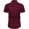 Alimens & Gentle Mens Short Sleeve Dress Shirts Wrinkle Free Solid Casual Button Down Shirts with Pocket(Wine Red)