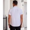 Alimens & Gentle Men’s Short Sleeve Oxford Shirt Regular Fit Button Down Collar Shirts with Pocket(All White)