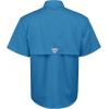 Alimens & Gentle Short Sleeve Fishing Shirt Wicking Fabric Sun Protection Casual Button Down Shirts(Teal Blue)