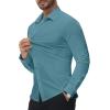Alimens & Gentle Stretch Mens Dress Shirts Slim Fit Long Sleeve Casual Skinny Muscle Fit Wrinkle Free Button Down Shirt(Blue Heaven)