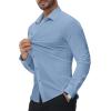 Alimens & Gentle Stretch Mens Dress Shirts Slim Fit Long Sleeve Casual Skinny Muscle Fit Wrinkle Free Button Down Shirt(Cool Blue)