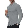 Alimens & Gentle Stretch Mens Dress Shirts Slim Fit Long Sleeve Casual Skinny Muscle Fit Wrinkle Free Button Down Shirt(Grey)