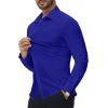 Alimens & Gentle Stretch Mens Dress Shirts Slim Fit Long Sleeve Casual Skinny Muscle Fit Wrinkle Free Button Down Shirt(Klein Blue)