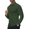 Alimens & Gentle Stretch Mens Dress Shirts Slim Fit Long Sleeve Casual Skinny Muscle Fit Wrinkle Free Button Down Shirt(Olive)
