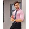 Alimens & Gentle Stretch Mens Dress Shirts Slim Fit Long Sleeve Casual Skinny Muscle Fit Wrinkle Free Button Down Shirt(Pink)