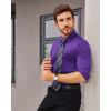 Alimens & Gentle Stretch Mens Dress Shirts Slim Fit Long Sleeve Casual Skinny Muscle Fit Wrinkle Free Button Down Shirt(Purple)