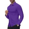 Alimens & Gentle Stretch Mens Dress Shirts Slim Fit Long Sleeve Casual Skinny Muscle Fit Wrinkle Free Button Down Shirt(Purple)