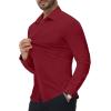 Alimens & Gentle Stretch Mens Dress Shirts Slim Fit Long Sleeve Casual Skinny Muscle Fit Wrinkle Free Button Down Shirt(Ruby Red)