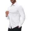 Alimens & Gentle Stretch Mens Dress Shirts Slim Fit Long Sleeve Casual Skinny Muscle Fit Wrinkle Free Button Down Shirt(White)