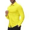 Alimens & Gentle Stretch Mens Dress Shirts Slim Fit Long Sleeve Casual Skinny Muscle Fit Wrinkle Free Button Down Shirt(Yellow)
