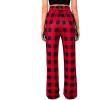 Alimens & Gentle Womens Pajama Pants Plaid Stretch Comfy Lounge Pants Drawstring Waist Sleep Bottoms with Pockets(A-black&red)